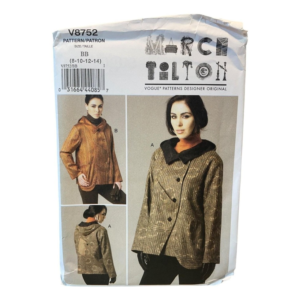 Vogue Sewing Pattern Misses Size 8-14 V8752 Marci Tilton Asymmetrical Jacket